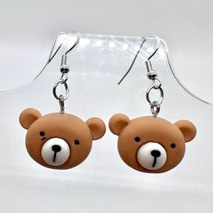 Teddy Bear Earrings - Baby Shower Earrings - Brown Bear Earrings - Little Girls
